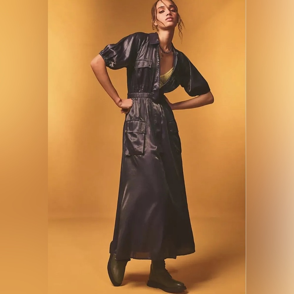 Anthropologie Slate Zipper Utility Dress